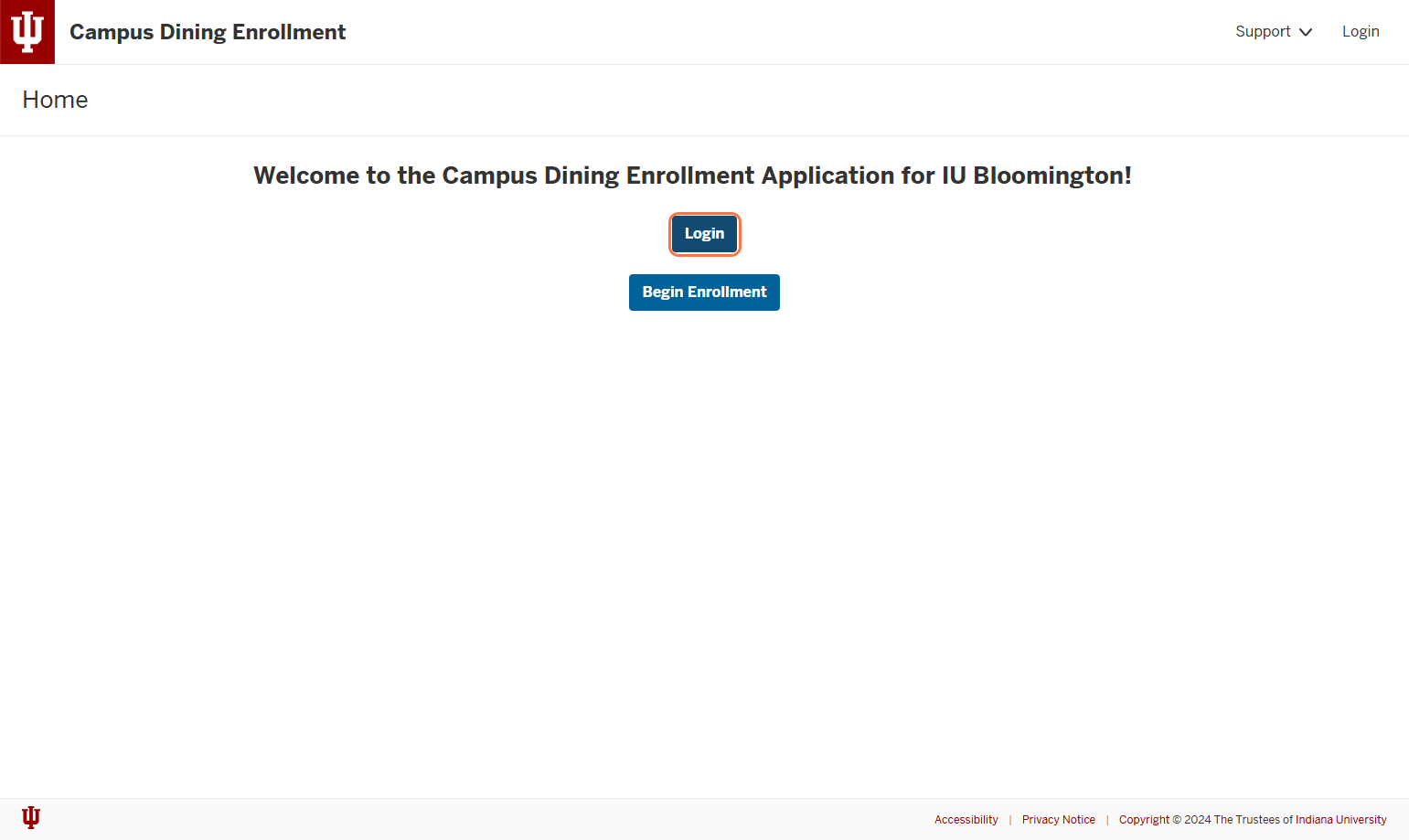 Go to the Campus Dining Enrollment site and click Login to login to your account.