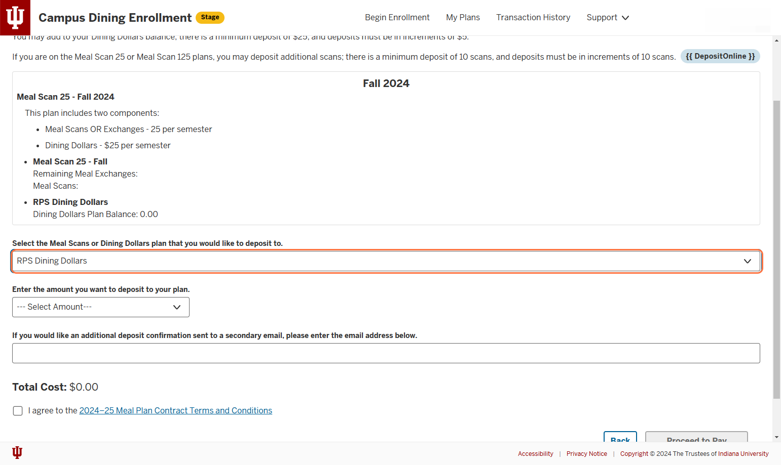 Select the Meal Scan plan or Dining Dollars plan you would like to add to.