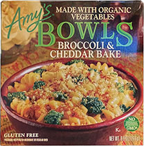 Image showing the cover packaging for Amy's Broccoli & Cheddar Bake Bowls