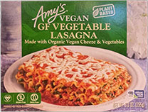 Image showing the cover packaging for Amy's Gluten Free Vegan Vegetable Lasagna