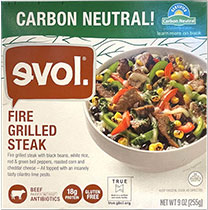 Image showing the cover packaging for Evol Fire Grilled Steak Bowl 